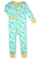 Girls Long Sleeve Super Soft Snuggle Jersey Zip-Up Coverall Pajama with Blankey Buddy- Floral, Blue. - Sleep On It Kids
