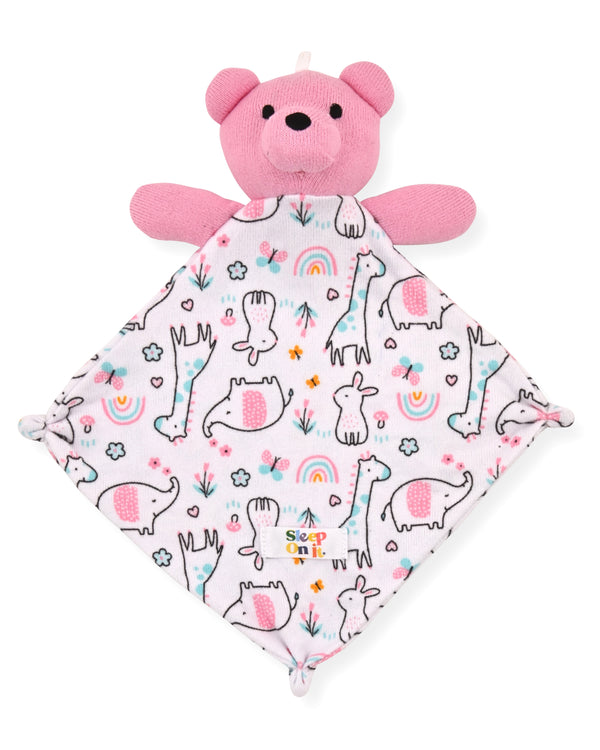 Girls Long Sleeve Super Soft Snuggle Jersey Zip-Up Coverall Pajama with Blankey Buddy- Animal Wonderland. - Sleep On It Kids