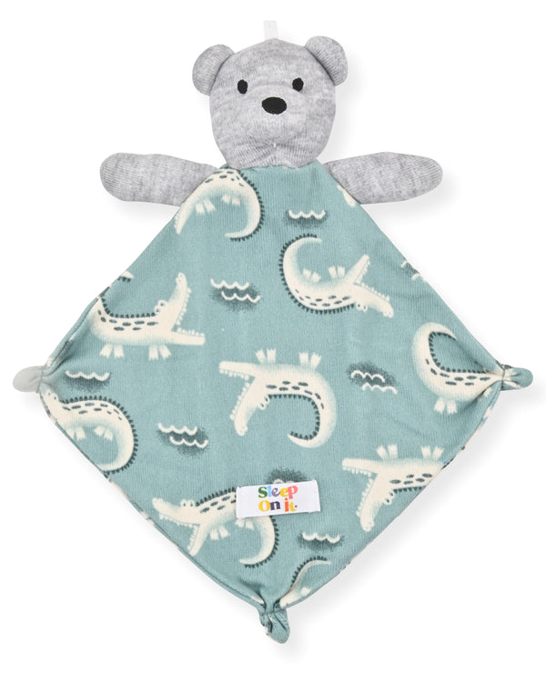 Boys Super Soft Snuggle Jersey Zip-Up Coverall Pajama with Blankey Buddy - Crocodile. - Sleep On It Kids