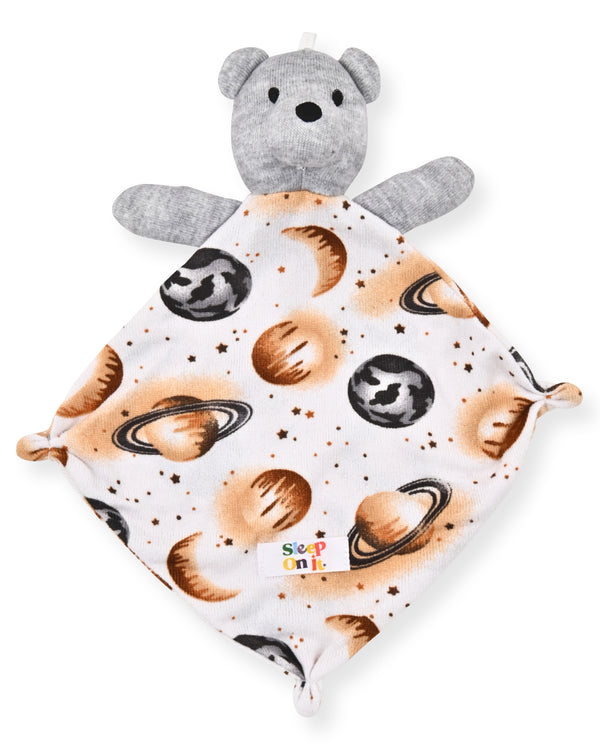 Boys Super Soft Snuggle Jersey Zip-Up Coverall Pajama with Blankey Buddy - Planets. - Sleep On It Kids