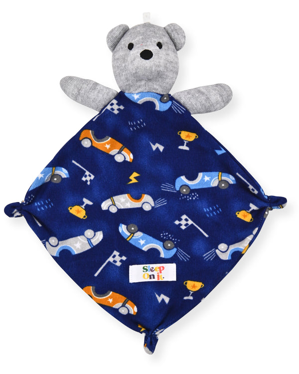 Boys Super Soft Snuggle Jersey Zip-Up Coverall Pajama with Blankey Buddy- Racer - Sleep On It Kids