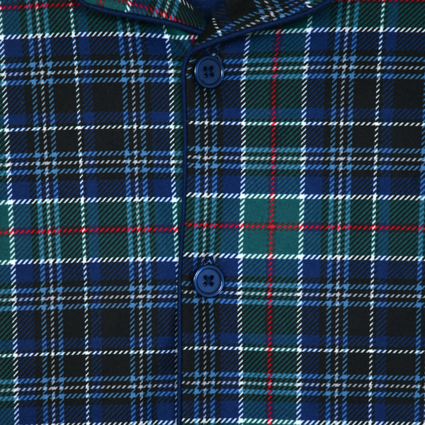 Sleep On It Boys Pajama 2-Piece Jersey Coat Sets - Green Plaid - Sleep On It Kids