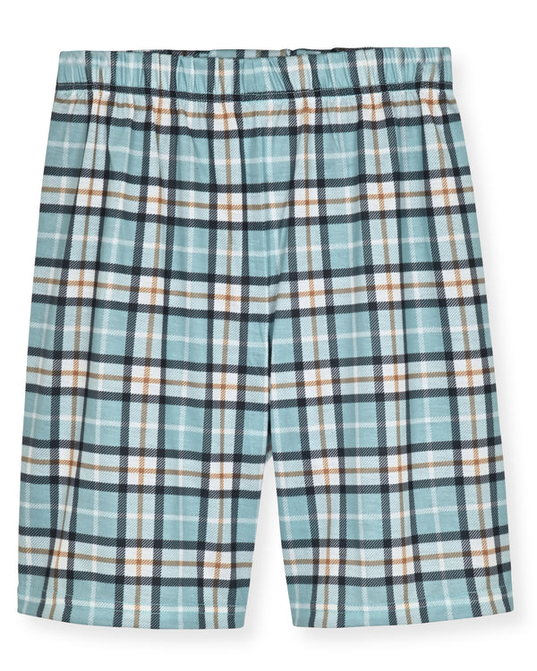 Boys 2-Piece Short-Sleeve Jersey Pajama Printed Shorts Set- Plaid. - Sleep On It Kids