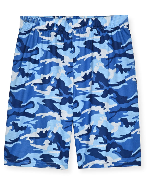 Boys 2-Piece Short-Sleeve Jersey Pajama Printed Shorts Set- Camo. - Sleep On It Kids