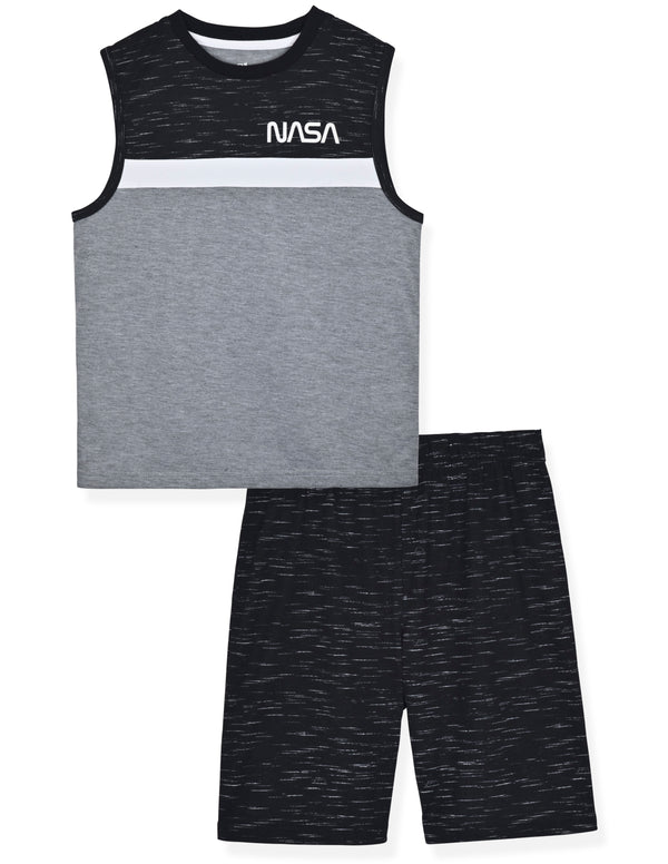 Boys 2-Piece Muscle-Tank Jersey Pajama Shorts Set – NASA. - Sleep On It Kids