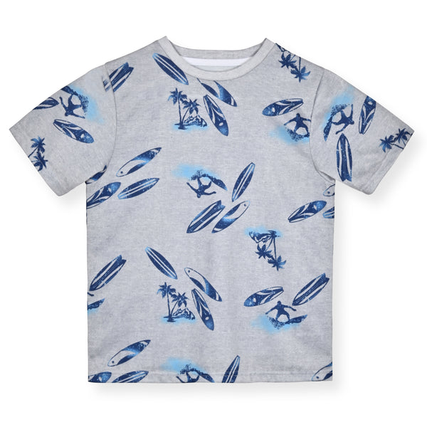 Boys 2-Piece Short-Sleeve Jersey Pajama Shorts Set- Surfer. - Sleep On It Kids