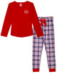 2-Piece Brushed Jersey Pajama Set - Snuggle, Red & Pink Pajama Set for Girls - Sleep On It Kids