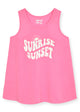 Girls 2-Piece Sleeveless Tank-Top Jersey Pajama Shorts Set with Hair Scrunchie- Sunrise Sunset. - Sleep On It Kids