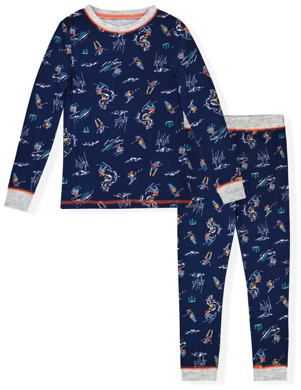 Sleep On It Boys 2-Piece Super Soft Jersey Long Sleeve Snug-Fit Pajama Set - Apres Ski - Sleep On It Kids