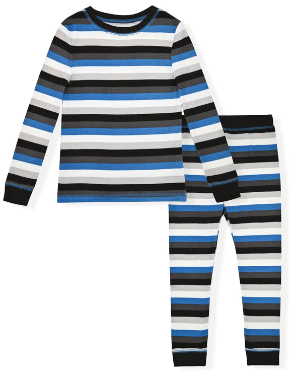 Sleep On It Boys 2-Piece Super Soft Jersey Long Sleeve Snug-Fit Pajama Set - Super Stripe - Sleep On It Kids