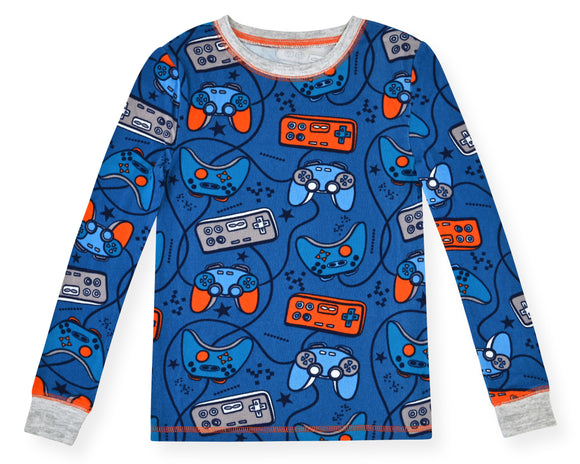 Sleep On It Boys 2-Piece Super Soft Jersey Long Sleeve Snug-Fit Pajama Set - Gaming - Sleep On It Kids