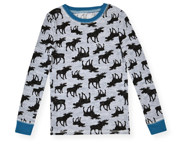 Sleep On It Boys 2-Piece Super Soft Jersey Long Sleeve Snug-Fit Pajama Set - Moose - Sleep On It Kids