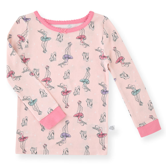 Sleep On It Infant & Toddler Girls 2-Piece Super Soft Jersey Snug-Fit Pajama Set with Matching Socks - Ballet - Sleep On It Kids