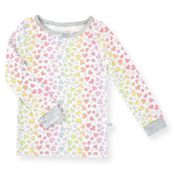 Sleep On It Infant & Toddler Girls 2-Piece Super Soft Jersey Snug-Fit Pajama Set with Matching Socks - Leopard Heart - Sleep On It Kids