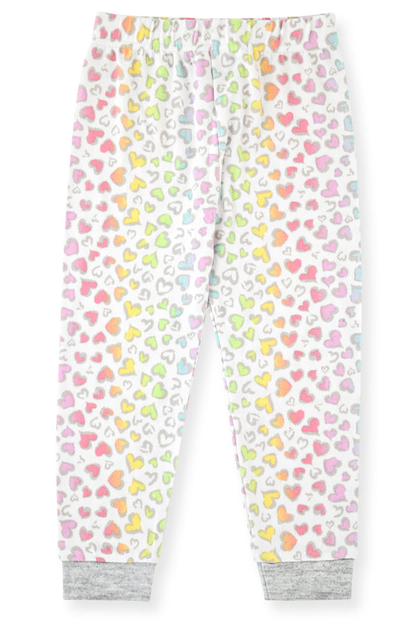 Sleep On It Infant & Toddler Girls 2-Piece Super Soft Jersey Snug-Fit Pajama Set with Matching Socks - Leopard Heart - Sleep On It Kids