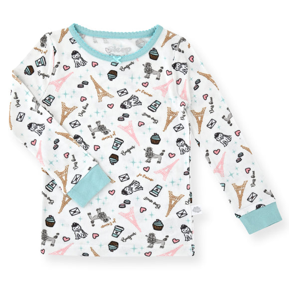Sleep On It Infant & Toddler Girls 2-Piece Super Soft Jersey Snug-Fit Pajama Set with Matching Socks - Paris - Sleep On It Kids