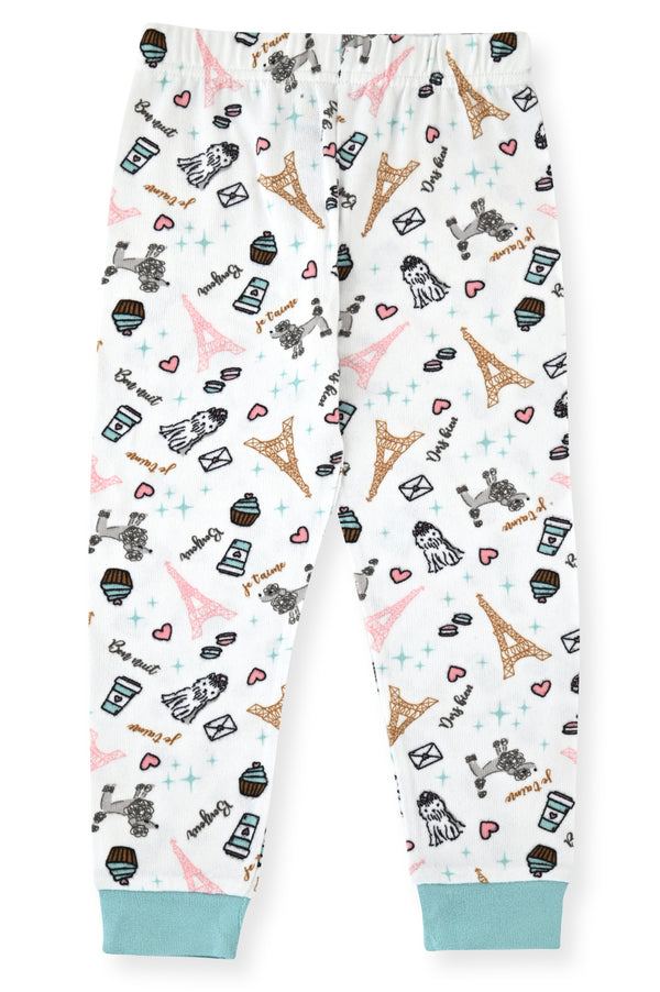 Sleep On It Infant & Toddler Girls 2-Piece Super Soft Jersey Snug-Fit Pajama Set with Matching Socks - Paris - Sleep On It Kids