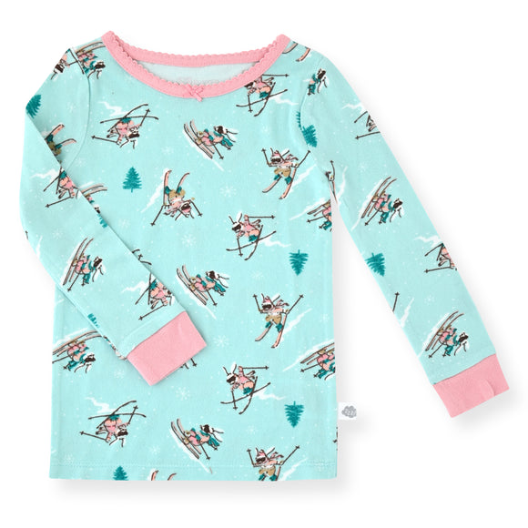 Sleep On It Infant & Toddler Girls 2-Piece Super Soft Jersey Snug-Fit Pajama Set with Matching Socks - Apres Ski - Sleep On It Kids