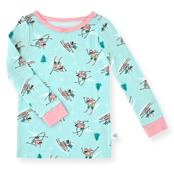 Sleep On It Infant & Toddler Girls 2-Piece Super Soft Jersey Snug-Fit Pajama Set with Matching Socks - Apres Ski - Sleep On It Kids