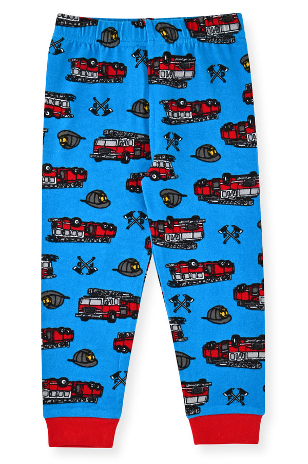 Sleep On It Infant & Toddler Boys 2-Piece Super Soft Jersey Snug-Fit Pajama Set with Matching Socks - Fire Trucks - Sleep On It Kids