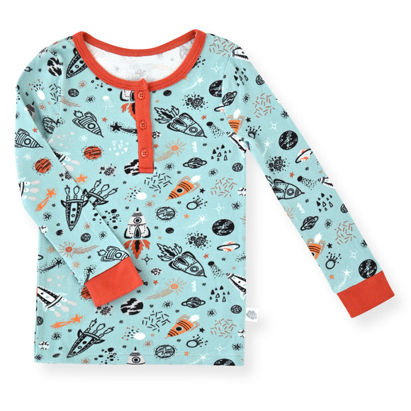 Sleep On It Infant & Toddler Boys 2-Piece Super Soft Jersey Snug-Fit Pajama Set with Matching Socks - Space - Sleep On It Kids