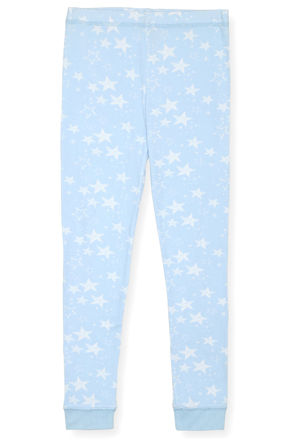 Girls 2-Piece Super Soft Jersey Snug-Fit Pajama Set- Stars, Light Blue Pajama Set for Toddlers and Girls - Sleep On It Kids