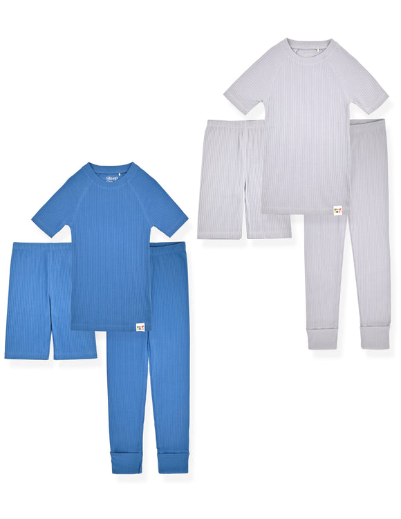 100% Organic Cotton Rib Knit Snug-Fit 6-Piece Pajama Sets for Boys & Girls. - Sleep On It Kids