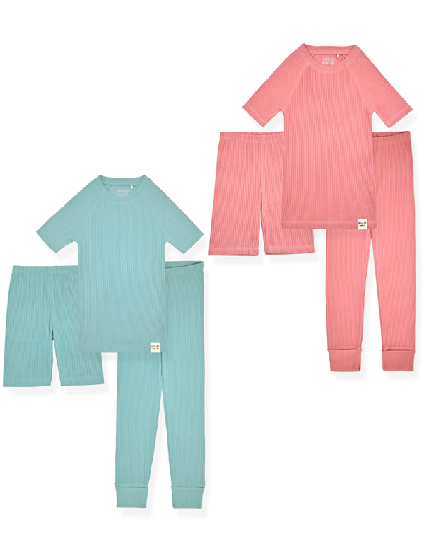 100% Organic Cotton Rib Knit Snug-Fit 6-Piece Pajama Sets for Boys & Girls. - Sleep On It Kids