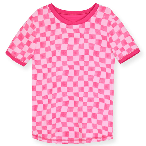 Girls 2-Piece Super Soft Jersey Snug Fit Pajama Set- Checks. - Sleep On It Kids