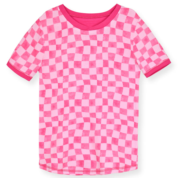 Girls 2-Piece Super Soft Jersey Snug Fit Pajama Set- Checks. - Sleep On It Kids