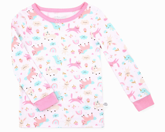 Infant Girls 2-piece Super Soft Jersey Snug-Fit Pajama Set with Socks- Magical Animals - Sleep On It Kids