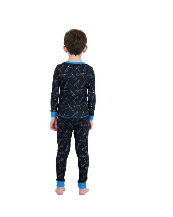 Boys 2-Piece Super Soft Jersey Snug-Fit Pajama Set- Dinosaurs, Black & Blue Pajama Set for Boys - Sleep On It Kids