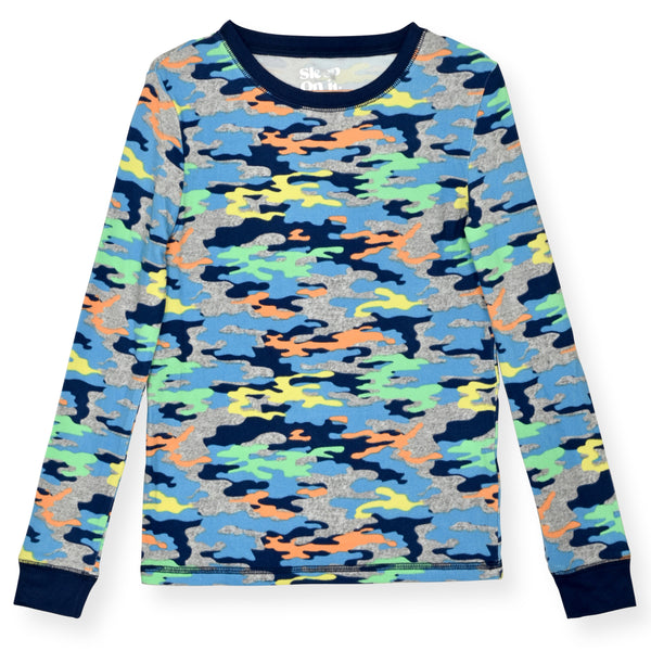 Boys 2-Piece Super Soft Jersey Snug-Fit Pajama Set- Camo, Multicolored Pajama Set for Toddlers and Boys - Sleep On It Kids