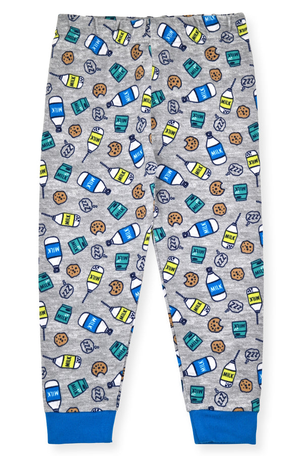 Boys 2-Piece Super Soft Jersey Snug-Fit Pajama Set with Socks - Milk & Cookies. - Sleep On It Kids