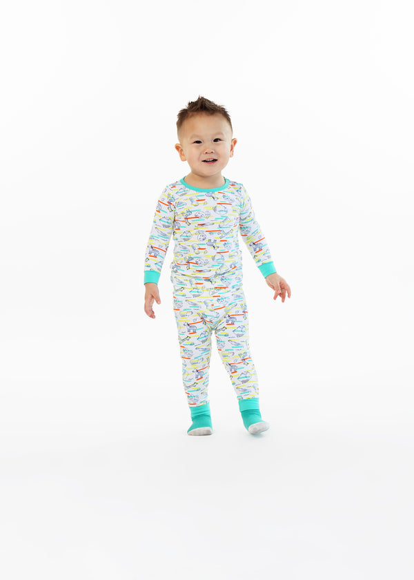 Infant/Toddler Boys Neon Zoo Snug Fit 2-Piece Pajama Sleep Set With Matching Socks - Sleep On It Kids