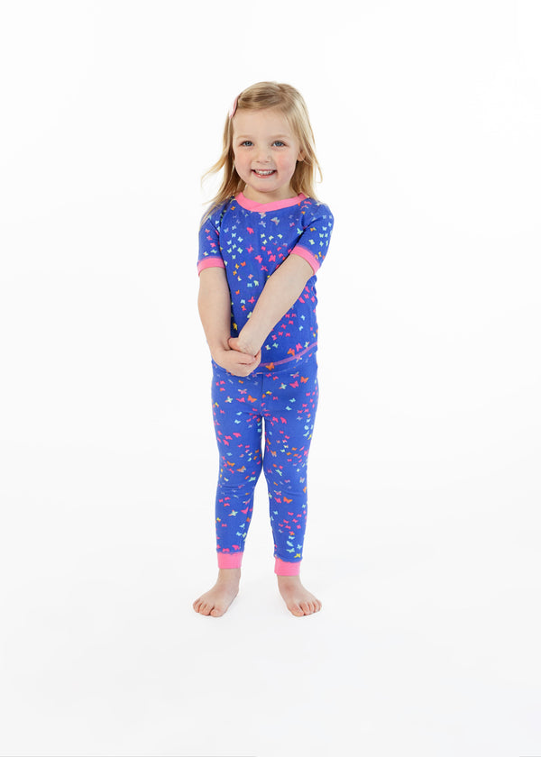 Girls Rainbow Butterfly Snug Fit 2-Piece Pajama Sleep Set - Sleep On It Kids