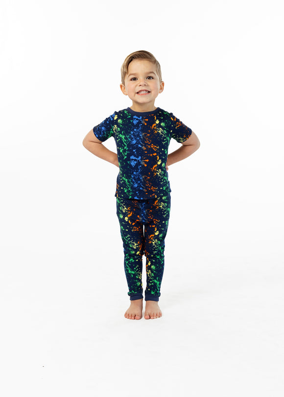 Boys Neon Splatter Super Soft Snug Fit 2-Piece Pajama Sleep Set - Sleep On It Kids