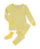 Infant/Toddler Girls Daisy Check Snug Fit 2-Piece Pajama Sleep Set With Matching Socks - Sleep On It Kids