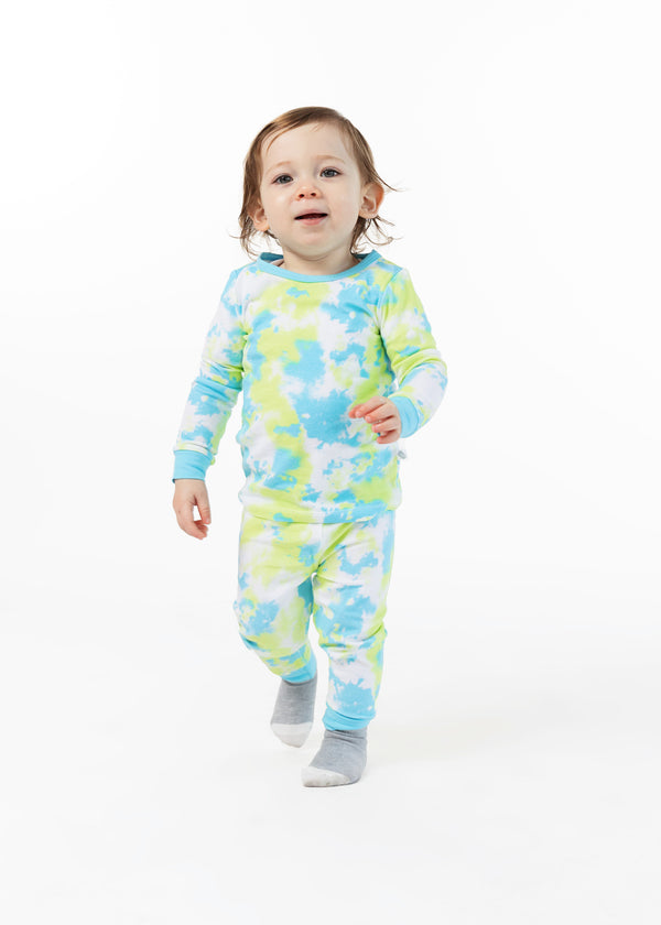Infant/Toddler Boys Tie-Dye Snug Fit 2-Piece Pajama Sleep Set With Matching Socks - Sleep On It Kids