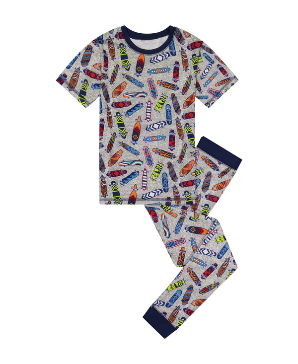 Boys Skater Super Soft Snug Fit 2-Piece Pajama Sleep Set - Sleep On It Kids
