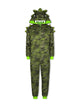 Boys Camo Dino Zip-Up Hooded Sleeper Pajama with Built Up 3D Character Hood - Sleep On It Kids