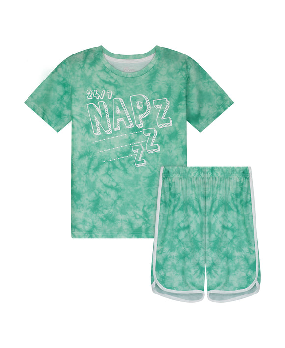 Boys Glow In The Dark Napz 2-Piece Pajama Sleep Shorts Set - Sleep On It Kids