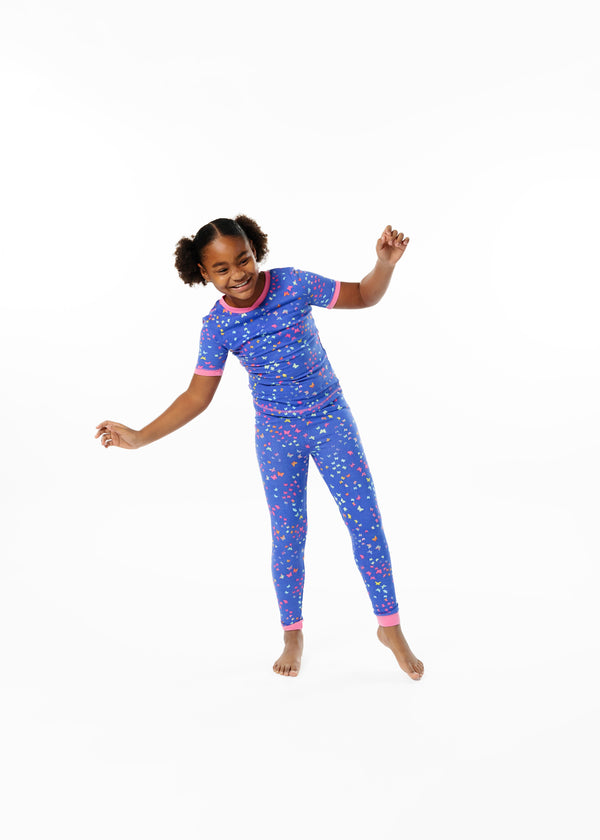 Girls Rainbow Butterfly Snug Fit 2-Piece Pajama Sleep Set - Sleep On It Kids