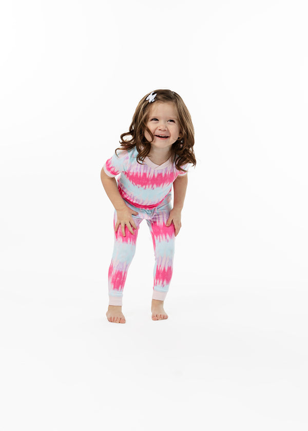 Girls Tie-Dye Sailor Stripe Snug Fit 2-Piece Pajama Sleep Set - Sleep On It Kids