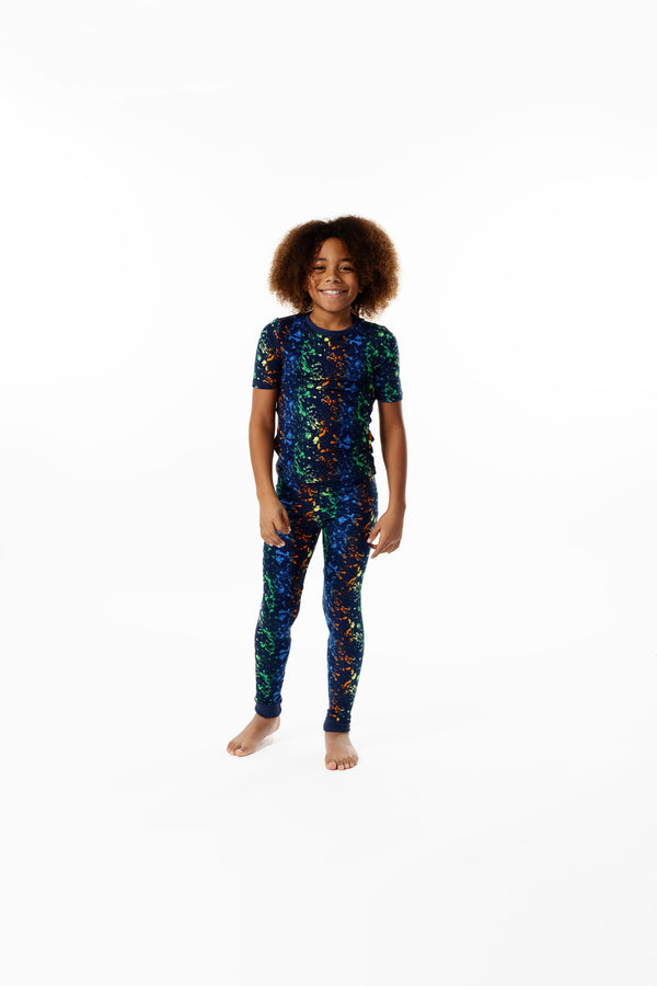 Boys Neon Splatter Super Soft Snug Fit 2-Piece Pajama Sleep Set - Sleep On It Kids