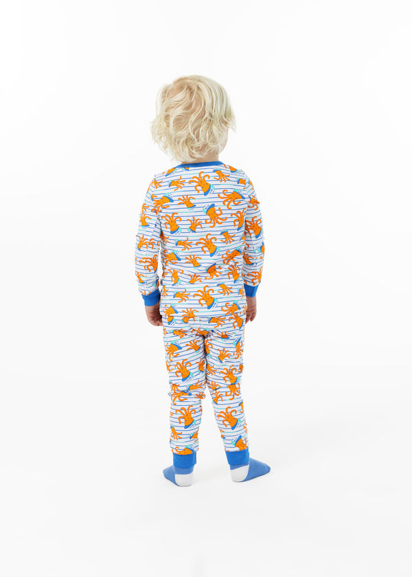 Infant/Toddler Boys Sea Ya! Octopus Snug Fit 2-Piece Pajama Sleep Set With Matching Socks - Sleep On It Kids