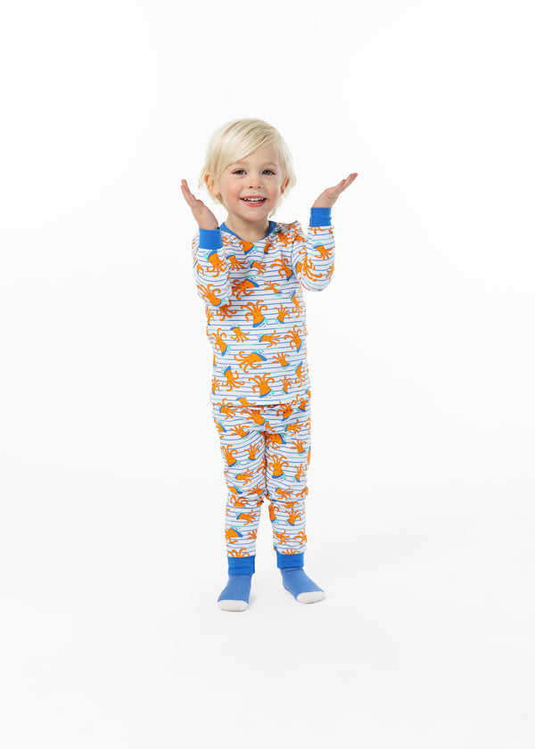 Infant/Toddler Boys Sea Ya! Octopus Snug Fit 2-Piece Pajama Sleep Set With Matching Socks - Sleep On It Kids