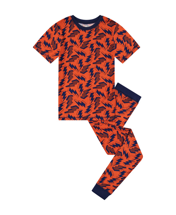 Boys Lightning Bolt Super Soft Snug Fit 2-Piece Pajama Sleep Set - Sleep On It Kids