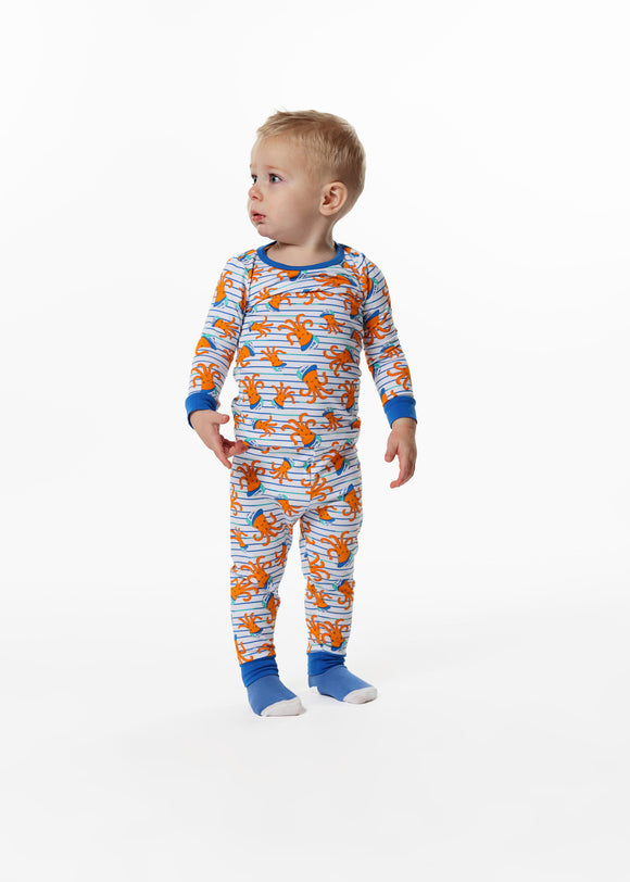 Infant/Toddler Boys Sea Ya! Octopus Snug Fit 2-Piece Pajama Sleep Set With Matching Socks - Sleep On It Kids