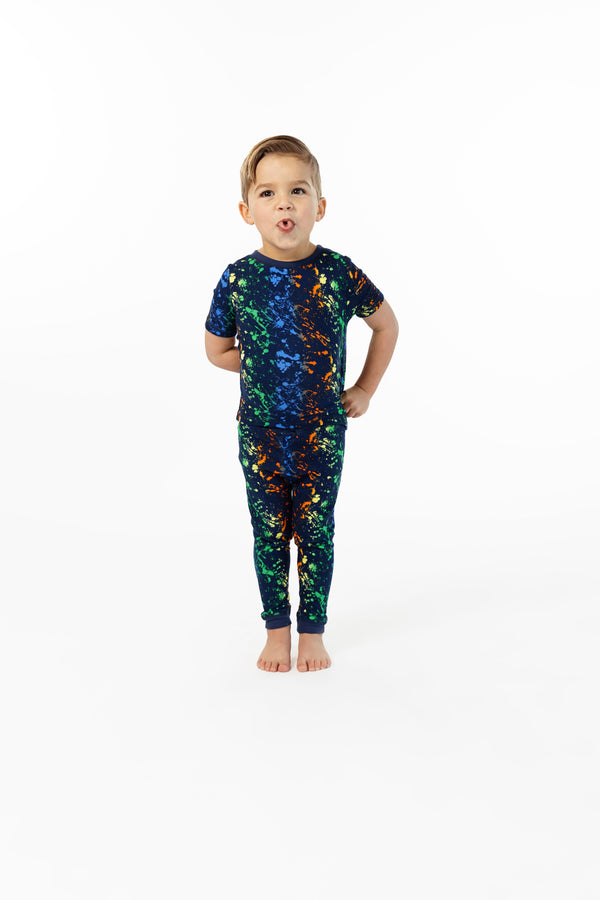 Boys Neon Splatter Super Soft Snug Fit 2-Piece Pajama Sleep Set - Sleep On It Kids